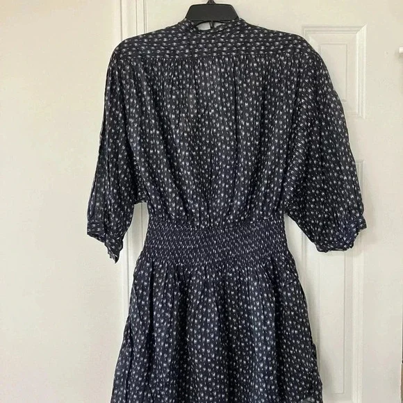 Rebecca Taylor Ikat Print Smocked Cotton Shirred dress Size M NWT - Picture 6 of 8